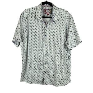 7 Downie St. Mens Colourful Cotton Short Sleeve Button Up Shirt Large Multi